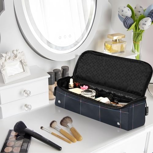 Organizador 2 en 1 para herramientas de cabello con tapete resistente al calor y estuche doble capa para planchas y rizadores, negro con hilo arcoíris. miniatura 7
