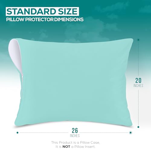 Image of Utopia Bedding Premium 100% Waterproof Pillow Protectors with Zipper Standard Size (Set of 2), Bed Bug and Dust Mite Proof Zippered Pillow Covers, Pillow Encasement Cases, Spa Blue