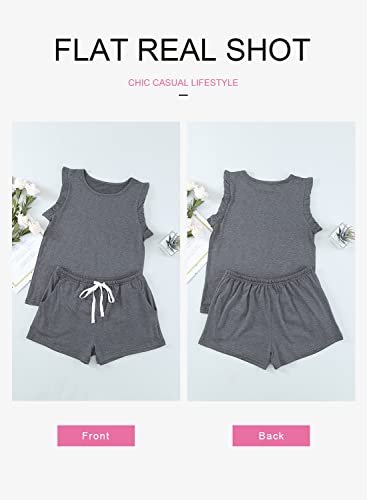 Image of Diukia Girls Short Outfit Sets Summer Cute T-Shirt and Shorts Set with Side Pockets 2 Piece 4-13 Years