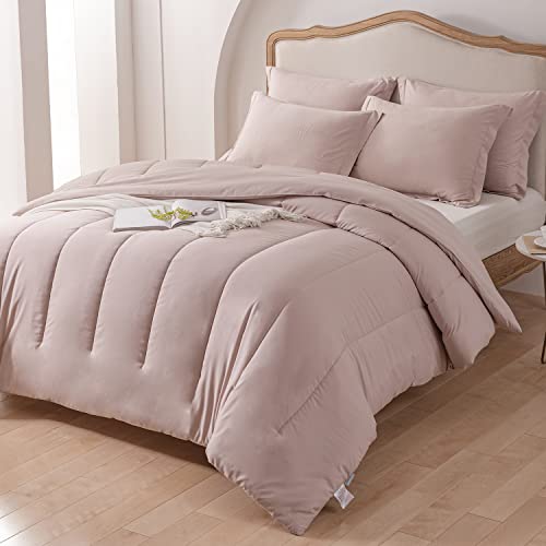 Sleepbella Full Comforter Set, Blush Pink Down Alternative Comforter Full Size, Ultra Soft Brushed Microfiber Material, Extra Fluffy Comforter For All Seasons 3Pcs (1 Comforter, 2 Pillow Shams) #TOP24