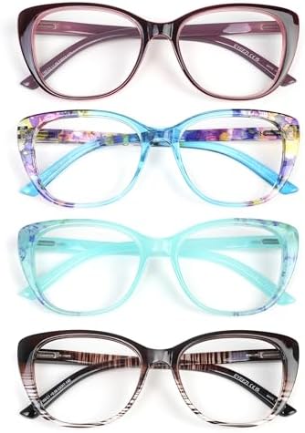 Cat Eye Reading Glasses for Women-Blue Light Reading Glasses for Women Readers with Flexible Spring Hinges, Anti-Glare Readers