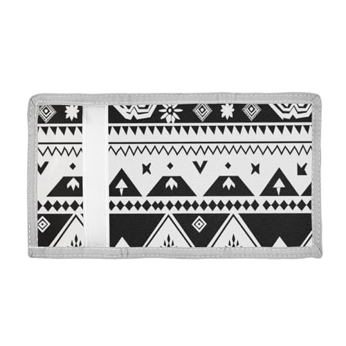Bolaz The Trifold Camouflage Wallets-Black White Geometric Abstract Pattern,Customized Coin Case Lightweight Card Pocket Money Organizer2