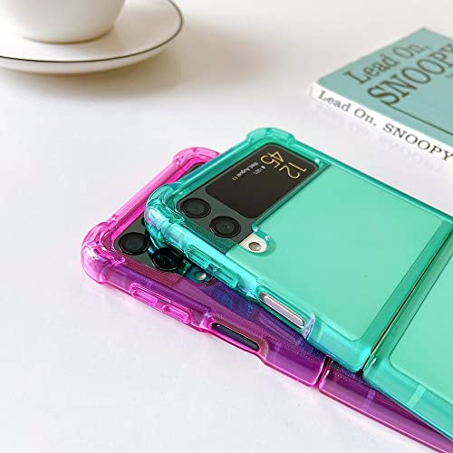 Coque transparente Samsung Z Flip 4 3 protection bumper silicone antichoc fine transparente verte - 6
