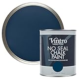 Vintro Paint | Navy Blue No Seal Chalk Paint | Interior & Exterior Use | Furniture | Walls | Wood | Metal | 1 Litre (Picasso Blue - Navy Blue)