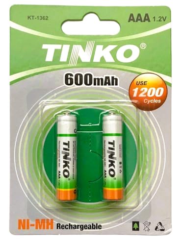 AAA Rechargeable Batteries 600mah (2 pack)1.2V NI-MH Solar Light/Cordless Phone Battery Tinko