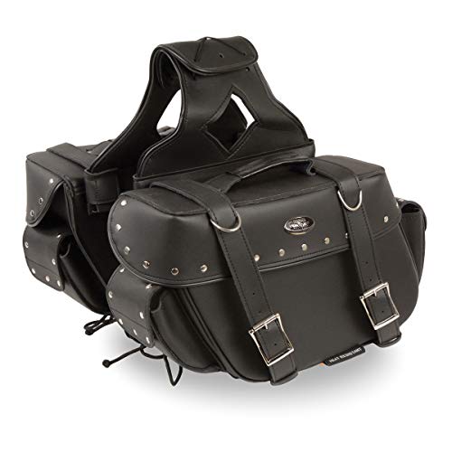 Image of Milwaukee Leather Studded Throw-Over Motorcycle Saddlebags - Synthetic Leather - Universal Fit - Zip-Off - Medium