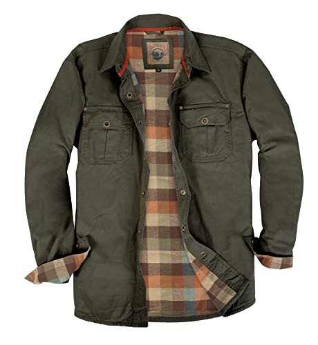 Gioberti Men's 100% Cotton Brushed and Soft Twill Shirt Jacket with Flannel Lining2