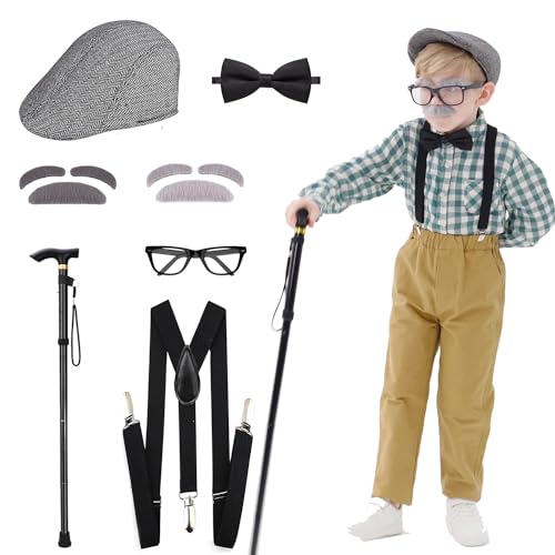 Disfraz de Abuelo para Niños con Sombrero, Gafas y Chaleco