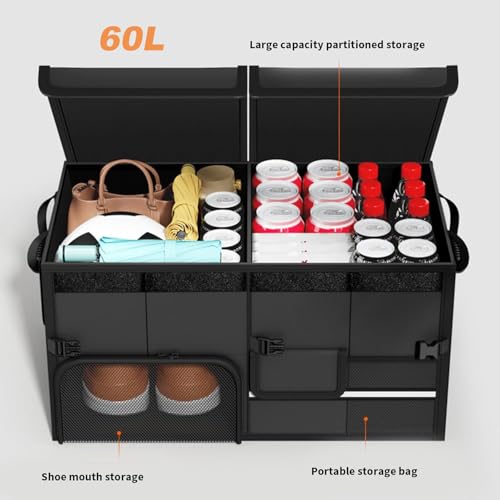 lomonmen Organizador Maletero Coche,Bolsa Maletero Coche Plegable,Caja de la Compra para Camping Auto,Organizador Autocaravana,Antideslizante - imagen 2