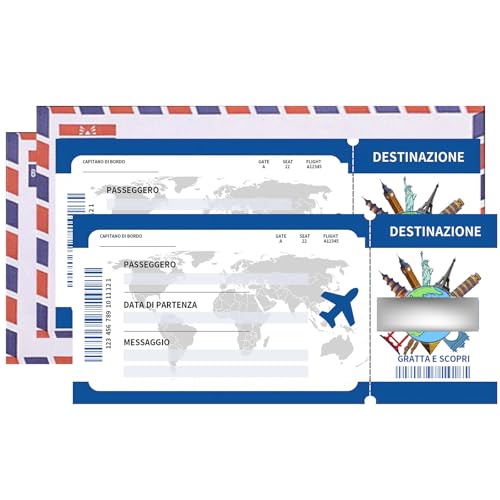 sundrerfect Carte Cadeau Voyage,Billet d'avion à Gratter Personnalisable pour Suprise de Voyage, Idée Cadeau Noël et Anniversaire