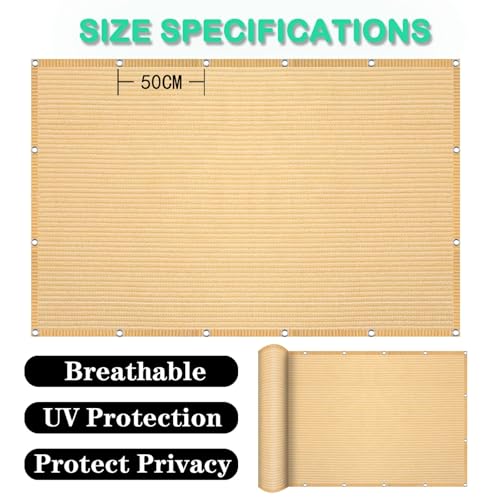 Voile ombrage avec oeillets protection solaire 3.8x6m
