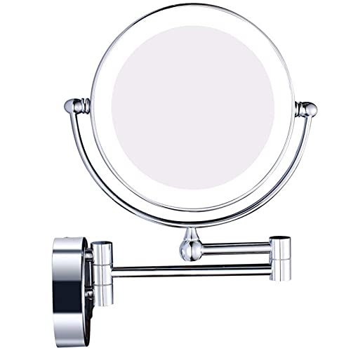 Miroir de maquillage en laiton éclairé 10x pour fixation murale - 8