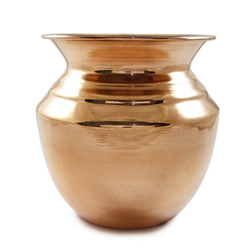 Indianbeautifulart Cobre Puro Lota Pooja artículo Oración hindú Lota Kalash Copper Pot Arti Lota