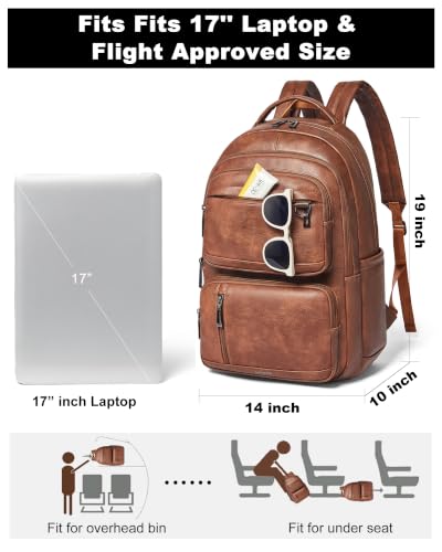 LATMAP 17Inch Vegan Leather Backpack