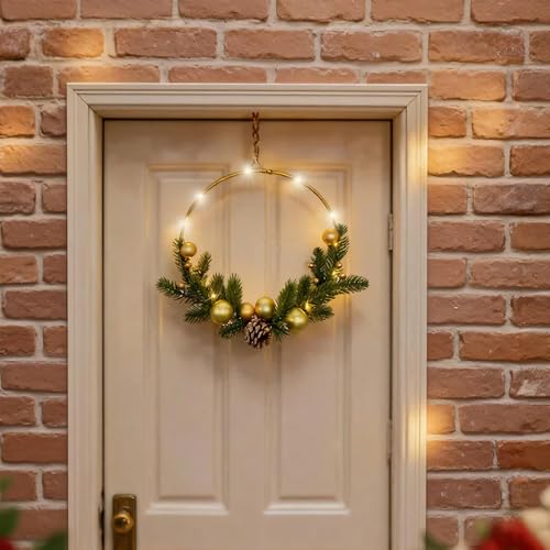 WRQIOO 35 cm Türkranz Weihnachten Beleuchtet, LED Dekoring...