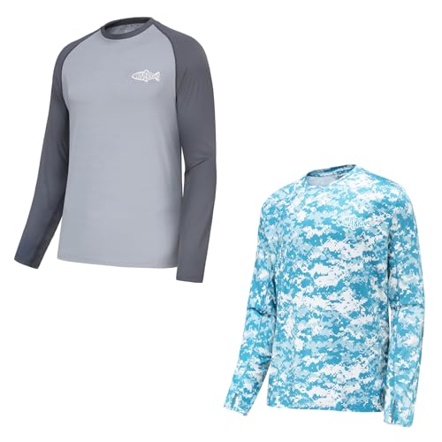 Riverruns Sun Protection Long Sleeve Shirts Rash Guard Shirts Ice-Cool Quick Dry Swim Shirt Fishing Sports Shirt