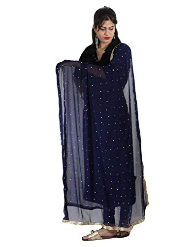 Dupatta Golden Lace And Beads Neck Scarf Wrap Semi Chiffon Ethnic Hijab Sarong Shawl Chunni Stole for Woman2