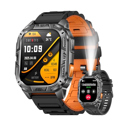 MIDDOW Military Smart Watch LED Flashlight, 900mAh Battery,
