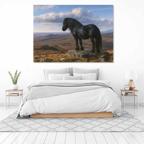 Toile peinture poneys sauvages montagne mur art salon 70x100cm - 3