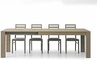 MILANI HOME S.R.L.S. Tavolo da Pranzo Moderno di Design Allungabile in Rovere Seppia Spazzolato Cm 90 X 180/230/280 per Interno Sala da Pranzo
