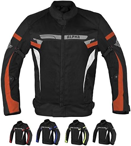 ALPHA CYCLE GEAR BREATHABLE BIKERS RIDING PROTECTION MOTORCYCLE JACKET MESH CE ARMORED (ORANGE BOSS, MEDIUM)