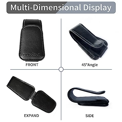 Image of TILDOSAC Magnetic Sunglass Holder for Car Visor,Leather Glasses Holder,Vehicle Accessories Sunglasses Visor Clip for Truck 2 Pack