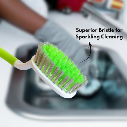 Image of KWEL Kitchen Cleaning Brush, Multipurpose Sink & Tile Brush, Medium Scrubber, Comfortable Grip, Pack of 2 (Green)