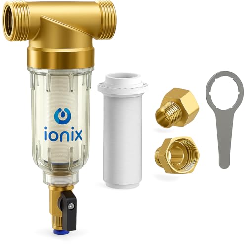 Image of IONIX Spin Down Sediment Water Filter for Overhead Tank & Main Line - 40 Micron Washable Cartridge, Removes Mud, Sand & Rust - Pre Filter for Apartments, Flats & Villas