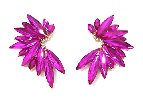 Pendientes Cristales Colores Mujer Pendientes Fiesta Boda Medio Aro, chapado