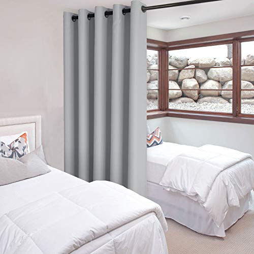 Image of DWCN Total Privacy Room Divider Blackout Curtain - Thermal Curtains for Patio Door, Living Room, Bedroom Partition and Shared Office Space, 1 Grommet Curtain Panel, 6.7ft Wide x 7ft Tall, Silver Grey