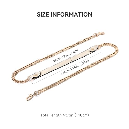 Image of jiesinlov Purse Leather and Chain Bag Shoulder Strap Replacement Crossbody for Handbags,43 Inches in Length(Gold-off white)