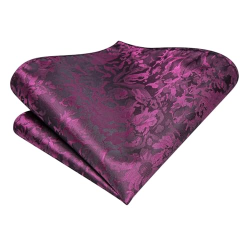Image of Dubulle Mens Tie Set Solid Paisley Silk Striped Necktie for Men with Cufflinks Tie and Pocket Square,Purple Hot Pink