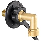 RecPro RV City Water Fill Inlet | Black | Optional Hose Elbow | Flange Brass with Check Valve | Camper | Trailer | Marine | Made in USA (with Hose Elbow)