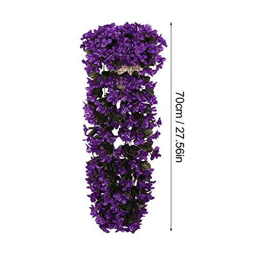 Outfmvch Hanging Artificial Violet Flower Basket Bunch Decoration, Artificial Color Hanging Garland Wisteria Orchid For Wall Fence Decoration #TOP7