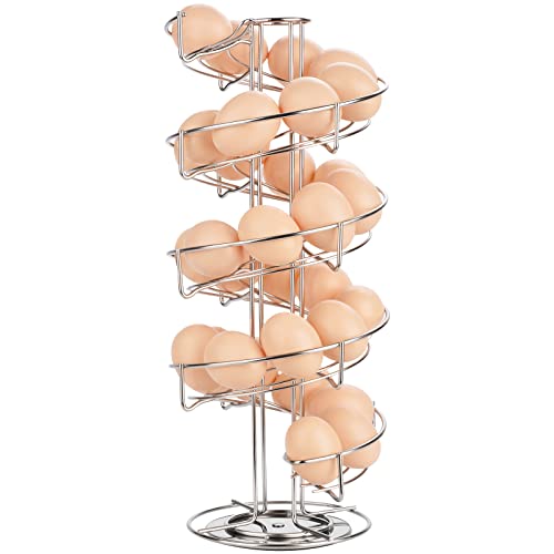 Toplife Spiral Design Stainless Steel Egg Skelter Dispenser Rack,Storage Display Rack,Silver