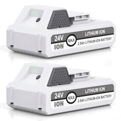 LORDONE 2 Packs 24V 2.5Ah Replacement Battery for Snow Joe+Sun Joe 24V Lithium-iON Battery Series 24BAT-LTX/LTW/LTE/LT/XR EcoSharp Pro