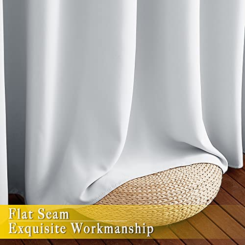 NICETOWN Greyish White Sliding Door Curtain 118 inch Length, Grommet Room Darkening Thermal Curtain Extra Long Sound Dampening for Living Room/Bedroom, W80 x L118, 1 Panel