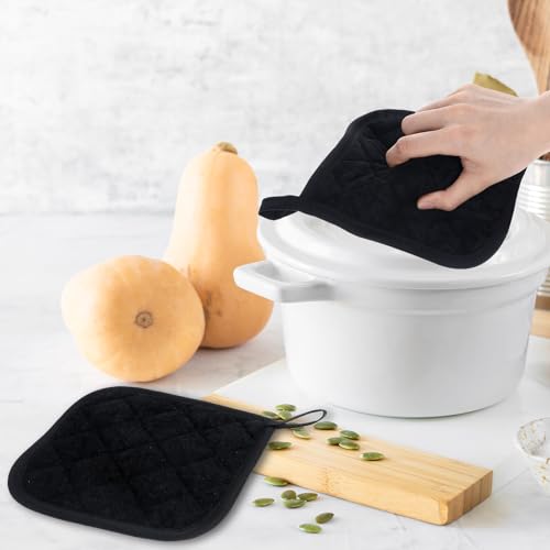 Ymapinc Topflappen Schwarz，2 Stück 43,2*43,2cm Hitzebeständige Matten für Küchenarbeitsplatte Langlebige Topflappen Set für Die Küche Schwarz Ofenhandschuhe Küchen Gadgets