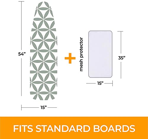 Happhom Ironing Board Cover And Pad Extra Thick Heavy Duty Padded 4 Layers Non Stick Scorch And Stain Resistant 15X54 And 3 Fasteners Elastic Edge With Bonus Protective Scorch Mesh Cloth #TOP5