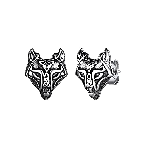 Vintage Wolf Jewelry Earrings Gifts For Women Earings Men Sterling Silver Eboy Cute Celtic Stud Earrings #TOP27