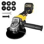 125mm Cordless Angle Grinder for Dewalt 18/20V Battery, 900W 7500RPM Grinder Brushless Motor Powerful Grinding Tool with 6 Discs for Cutting, Grinding, Polishing, Rust Removal(Battery Not Included)