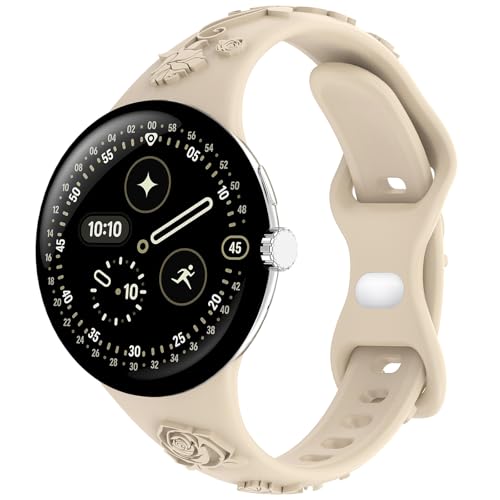 Eiavike �ԕ�����X�����o���h Google Pixel Watch 4 3 (41mm)/Pixel Watch 2 1�Ή� �����ď_�炩���V���R�� ���킢���G���{�X�t�����[�����p�X�g���b�v �����p (�~���N�e�B�[)