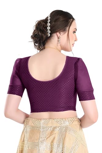 Image of FINESTFIT Stay On Trend Fashion 100% Cotton Readymade Blouses for Women,Round Neckline with Organza Balloon Sleeves.