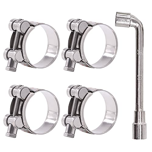 Glarks 4Pcs 40-43mm T-Bolt Hose Clamps 304 Stainless Steel Heavy Duty Ear Clamp Tube Clamp Adjustable Pipe Clamps for 1.6''-1.7'' Dia Range Hose (40-43MM)