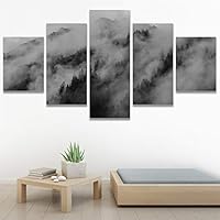 SIGNWIN 5 Panel Canvas Wall Art Foggy Scenery for Home Decorations Ready to Hang - 60