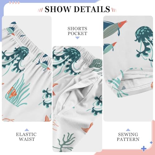 Marine Life Hand Drawn Boys Pants for Kids Jogger Pants with Pockets S-XL4