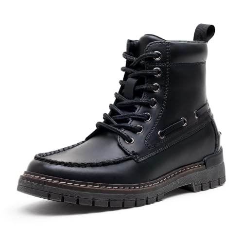Vepose Women's Black Moc Toe Lace Up Combat Ankle Boots, Size 8, 9516
