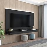 Naomi Home Deborah Floating Entertainment Center for up to 55 inch TVs, TV Wall Panel with LED Strip and Shelf, Floating TV Stand, Black