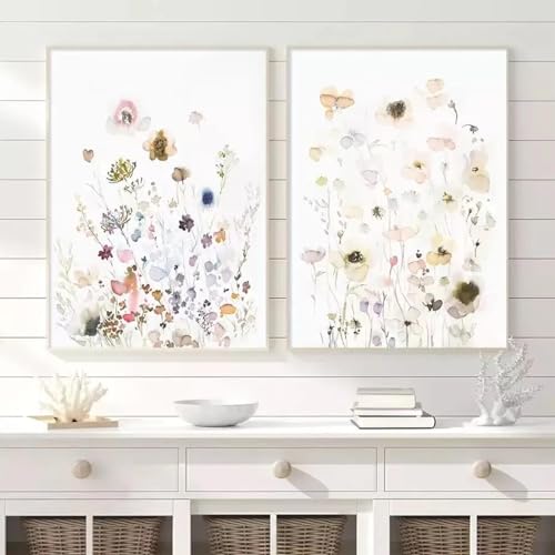 Impression sur toile florale rose et poster végétal de 40 x 60 cm