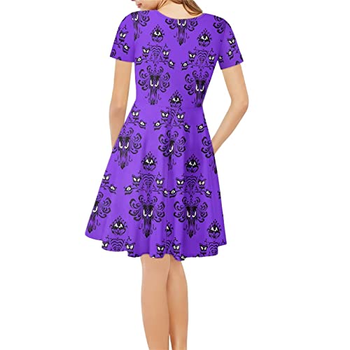 Xpyiqun Women Summer Dress A-line Party Dance Dresses 1/4 Sleeve T-shirt Dress2